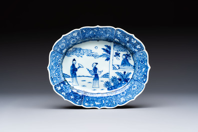 13 Chinese blue and white 'Xi Xiang Ji' serving dishes, Qianlong