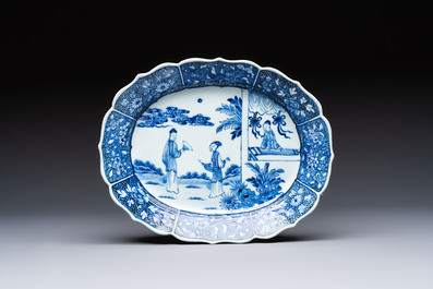 13 Chinese blue and white 'Xi Xiang Ji' serving dishes, Qianlong