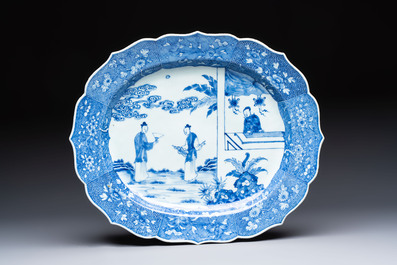 13 Chinese blue and white 'Xi Xiang Ji' serving dishes, Qianlong