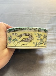 A pair of Chinese verte biscuit 'fish' jars and covers, 19th C.