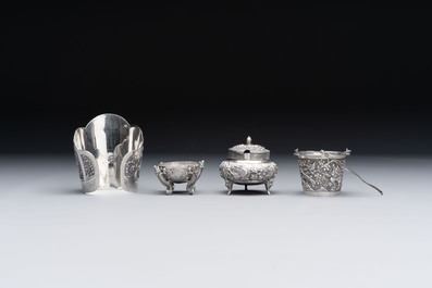 A group of nine Chinese and Southeast Asian silver wares, 19/20th C.