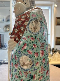 A large Chinese famille rose figure of Fu Xing, Zhu Mao Ji Zao 朱茂記造 mark, Republic