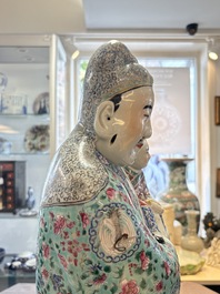A large Chinese famille rose figure of Fu Xing, Zhu Mao Ji Zao 朱茂記造 mark, Republic