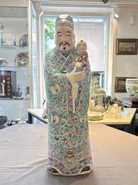 A large Chinese famille rose figure of Fu Xing, Zhu Mao Ji Zao 朱茂記造 mark, Republic