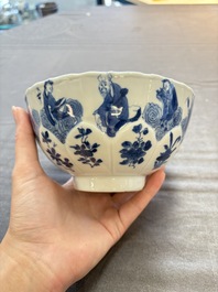 Two Chinese blue and white 'immortals' bowls, Chenghua and Kangxi mark, Kangxi