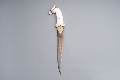 A white jade-hilted khandjar dagger, India, 19/20th C.