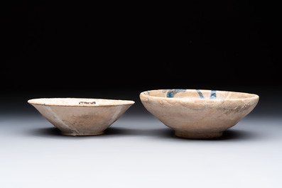 Four Persian pottery bowls, 10/13th C.