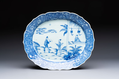 13 Chinese blue and white 'Xi Xiang Ji' serving dishes, Qianlong