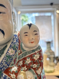 A large Chinese famille rose figure of Fu Xing, Zhu Mao Ji Zao 朱茂記造 mark, Republic