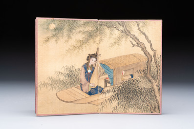 A Chinese album: 'Yuci Jingxinzhai Renwuce 御賜靜心齋人物冊', ink and colour on silk, Qianlong seal mark and of the period