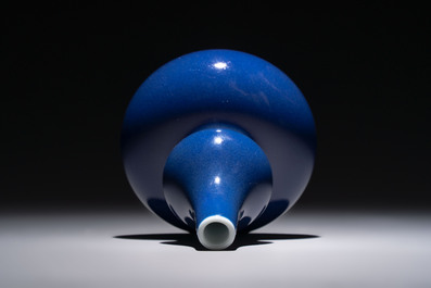 A fine Chinese sacrificial blue-glazed double gourd vase, Qianlong mark and of the period