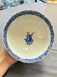 Two Chinese blue and white 'immortals' bowls, Chenghua and Kangxi mark, Kangxi