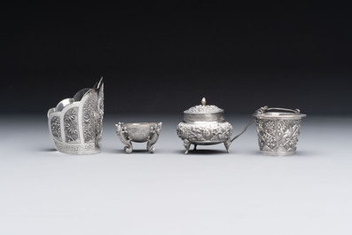 A group of nine Chinese and Southeast Asian silver wares, 19/20th C.