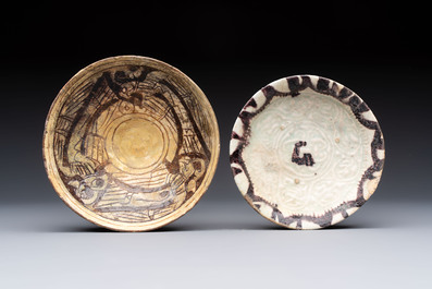 A study collection of six pieces of pottery and fritware, Persia and Central Asia, 12th C. and later.