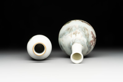 A group of three Chinese famille rose vases, a bitong, a covered teapot and a Buddha, Yongzheng, Qianlong and Xue Changsen 薛長森 marks, 19/20th C.