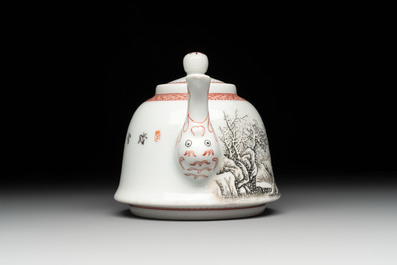 A group of three Chinese famille rose vases, a bitong, a covered teapot and a Buddha, Yongzheng, Qianlong and Xue Changsen 薛長森 marks, 19/20th C.