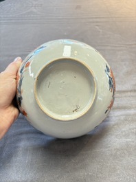 Seven Chinese Imari-style and famille rose bowls with floral and figural designs, 18th C.