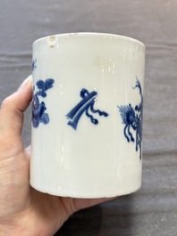 Two Chinese blue and white vases, a covered jar and a brush pot, Kangxi and later