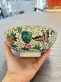 Seven Chinese famille rose bowls with floral design, various marks, 19/20th C.