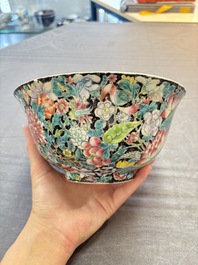 Seven Chinese famille rose bowls with floral design, various marks, 19/20th C.