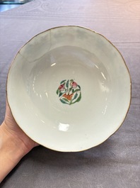 Seven Chinese famille rose bowls with floral design, various marks, 19/20th C.