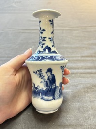 Two Chinese blue and white vases, a covered jar and a brush pot, Kangxi and later