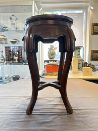 A Chinese hardwood table with a famille rose plaque top, Republic