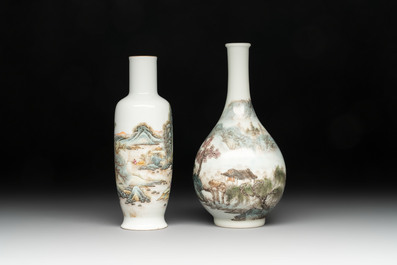 A group of three Chinese famille rose vases, a bitong, a covered teapot and a Buddha, Yongzheng, Qianlong and Xue Changsen 薛長森 marks, 19/20th C.