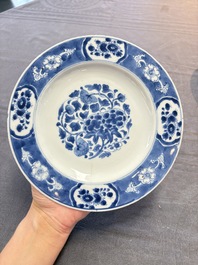 12 Chinese blue and white plates with figural and floral design, 18th C.
