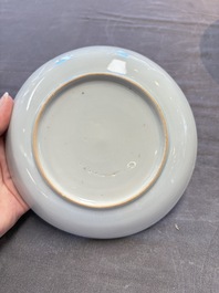 12 Chinese blue and white plates with figural and floral design, 18th C.