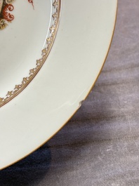 Four Chinese Meissen-style export plates with a hunting scene, Qianlong