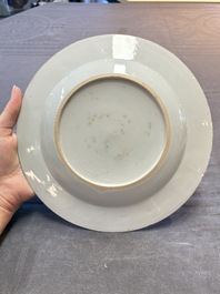 Four Chinese Meissen-style export plates with a hunting scene, Qianlong
