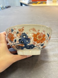 Seven Chinese Imari-style and famille rose bowls with floral and figural designs, 18th C.