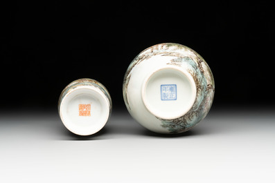 A group of three Chinese famille rose vases, a bitong, a covered teapot and a Buddha, Yongzheng, Qianlong and Xue Changsen 薛長森 marks, 19/20th C.