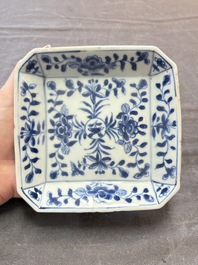 Eight Chinese blue, white, famille verte, and European-decorated wares, Kangxi/Qianlong
