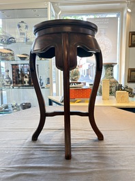A Chinese hardwood table with a famille rose plaque top, Republic