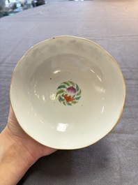 Seven Chinese famille rose bowls with floral design, various marks, 19/20th C.