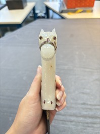 A white jade-hilted khandjar dagger, India, 19/20th C.