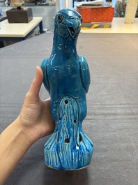 Four Chinese turquoise-glazed parrots, 19th C.