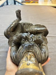 A Sino-Tibetan parcel-gilt-bronze figure of a Bodhisattva, 19/20th C.