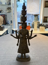 A large Tibetan copper alloy Avalokiteshvara, 17/18th C.