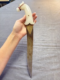A white jade-hilted khandjar dagger, India, 19/20th C.