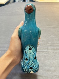 Four Chinese turquoise-glazed parrots, 19th C.
