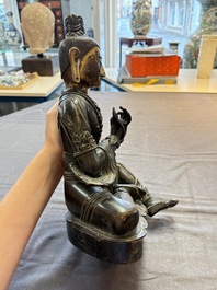 A Sino-Tibetan parcel-gilt-bronze figure of a Bodhisattva, 19/20th C.