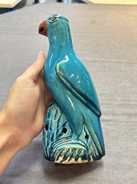Four Chinese turquoise-glazed parrots, 19th C.