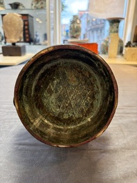 A fine Chinese archaistic bronze 'hu' vase, Song/Yuan