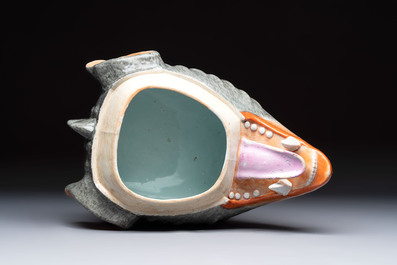 A rare Chinese famille rose 'boar head' tureen and cover, Qianlong