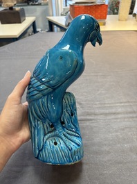 Four Chinese turquoise-glazed parrots, 19th C.