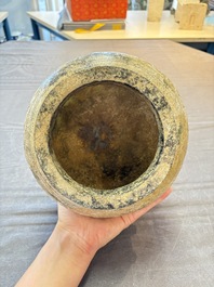A Chinese archaistic jade vase and cover, 20th C.