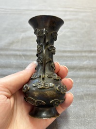 Two Chinese bronze miniature vases, Yuan/Ming